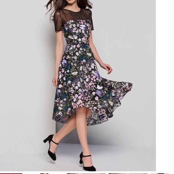 Alex Marie Floral Embroidered High Low Dress - Picture 2 of 16